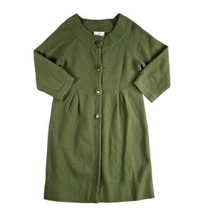Loft Cardigan Sweater Womens XS Green Button Front Wool Cashmere Cottagecore